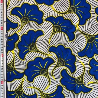 <span style="color: #ff6347; font-style: bold;">【売切】</span>12アフリカ布<br>ホワイト&ブルーリーブス