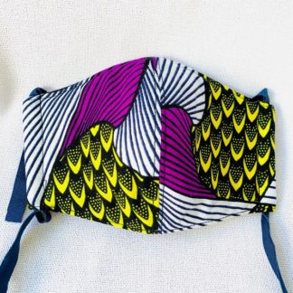 <span style="color: #ff6347; font-style: bold;">【売切】</span><br>裏地キルト<br>手作りマスク(M)<br>パープル&イエロー
