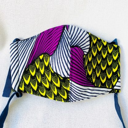 <span style="color: #ff6347; font-style: bold;">【売切】</span><br>裏地キルト<br>手作りマスク（M）<br>パープル＆イエロー
