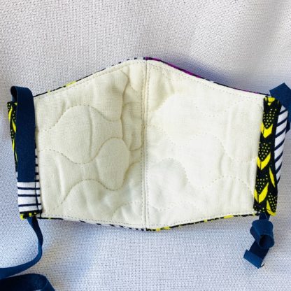 <span style="color: #ff6347; font-style: bold;">【売切】</span><br>裏地キルト<br>手作りマスク（M）<br>パープル＆イエロー - 画像 (2)