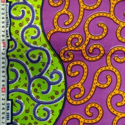 <span style="color: #ff6347; font-style: bold;">【売切】</span><br>197アフリカ布<br>パープル＆グリーン2