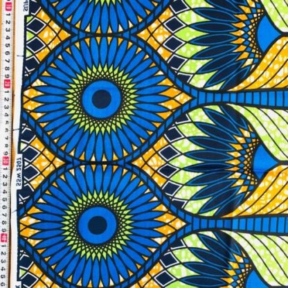 <span style="color: #ff6347; font-style: bold;">【売切】</span>54アフリカ布<br>ブルー＆オレンジ