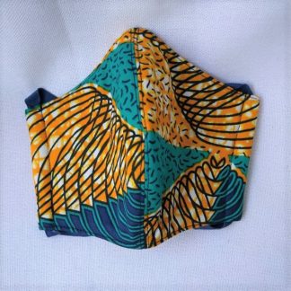 <span style="color: #ff6347; font-style: bold;">【売切】</span><br>裏地キルト<br>手作りマスク（L）<br>グリーン＆ブライトイエロー