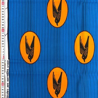 <span style="color: #ff6347; font-style: bold;">【売切】</span><br>106アフリカ布<br>ブルー＆オレンジバード