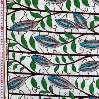 <span style="color: #ff6347; font-style: bold;">【売切】</span>11アフリカ布<br>ホワイト&ボタニカル