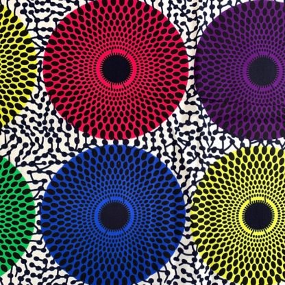 <span style="color: #ff6347; font-style: bold;">【売切】</span><br>100アフリカ布<br>マルチカラーサークル - 画像 (2)