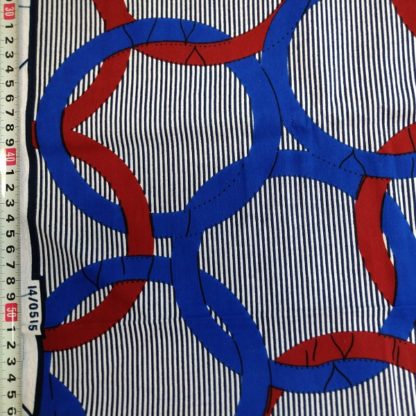 <span style="color: #ff6347; font-style: bold;">【売切】</span>160アフリカ布<br>レッド＆ブルーサークル