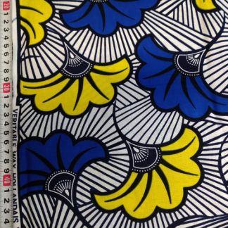 <span style="color: #ff6347; font-style: bold;">【売切】</span><br> 113アフリカ布<br>イエロー＆ブルーリーブス