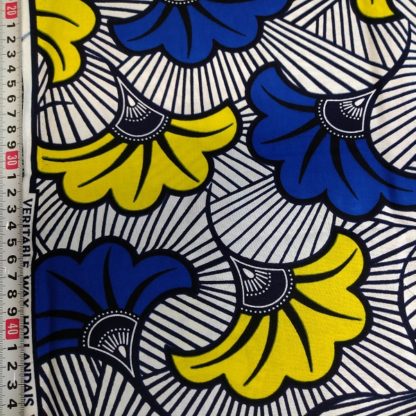 <span style="color: #ff6347; font-style: bold;">【売切】</span><br> 113アフリカ布<br>イエロー＆ブルーリーブス