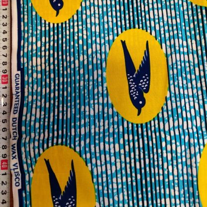 <span style="color: #ff6347; font-style: bold;">【売切】</span>09アフリカ布<br>ブルー＆イエローバード