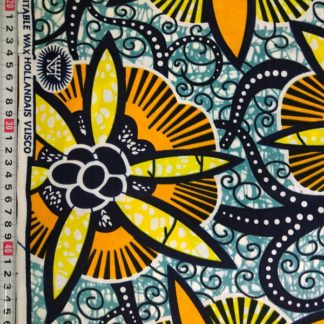 <span style="color: #ff6347; font-style: bold;">【売切】</span><br>190アフリカ布<br>ブルー＆イエローフラワー