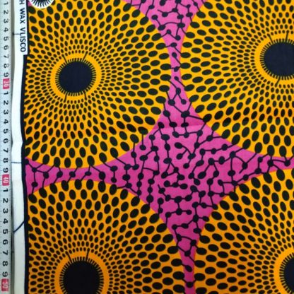 <span style="color: #ff6347; font-style: bold;">【売切】</span><br>153アフリカ布<br>ピンク＆オレンジサークル