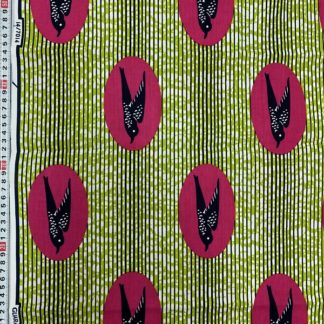 <span style="color: #ff6347; font-style: bold;">【売切】</span><br>148アフリカ布<br>グリーン&ピンクバード