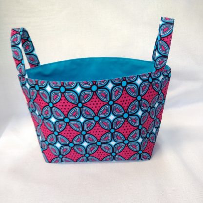 アフリカ布で作った小物入れ（大）<span style="color: #ff6347; font-style: bold;">【売切】</span><br>ブルー＆レッド