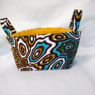 アフリカ布で作った小物入れ(小)<span style="color: #ff6347; font-style: bold;">【売切】</span><br>ブルー&ブラウン