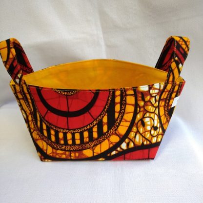 アフリカ布で作った小物入れ（小）<span style="color: #ff6347; font-style: bold;">【売切】</span><br>レッド＆オレンジ