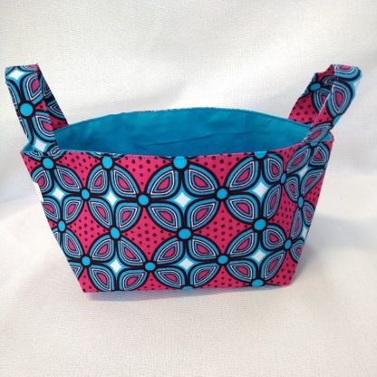 アフリカ布で作った小物入れ（小）<span style="color: #ff6347; font-style: bold;">【売切】</span><br>ブルー＆レッド