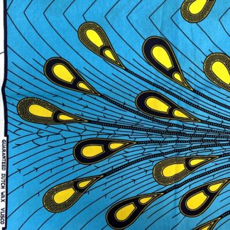 <span style="color: #ff6347; font-style: bold;">【売切】</span><br>127アフリカ布<br>ライトブルー&フェザー