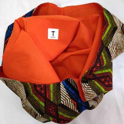 <span style="color: #ff6347; font-style: bold;">【売切】</span><br>095<br>アフリカ布の<br>肩がけバッグ<br>（ロング）<br>レッド＆ブルー - 画像 (2)