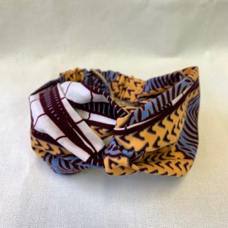<span style="color: #ff6347; font-style: bold;">【売切】</span><br>アフリカ布の<br>ヘアバンド<br>イエロー＆ブルー②