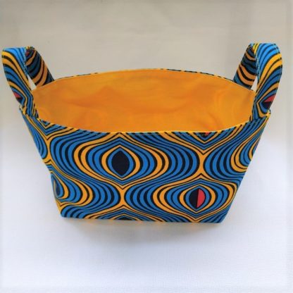 アフリカ布で作った小物入れ（小）<br>ブルー＆イエロー<br><span style="color: #ff6347; font-style: bold;">【売切】</span>