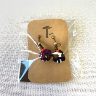 <span style="color: #ff6347; font-style: bold;">【売切】</span><br>アフリカ布の<br>イヤリング<br>ネイビー＆パープル