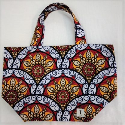 <span style="color: #ff6347; font-style: bold;">【売切】</span><br>096<br>アフリカ布の<br>エコバッグ（大） <br>イエローフラワー