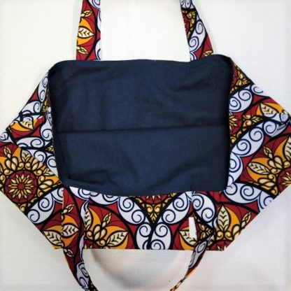 <span style="color: #ff6347; font-style: bold;">【売切】</span><br>096<br>アフリカ布の<br>エコバッグ（大） <br>イエローフラワー - 画像 (2)