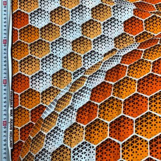 <span style="color: #ff6347; font-style: bold;">【売切】</span><br>074アフリカ布<br>オレンジヘキサゴン
