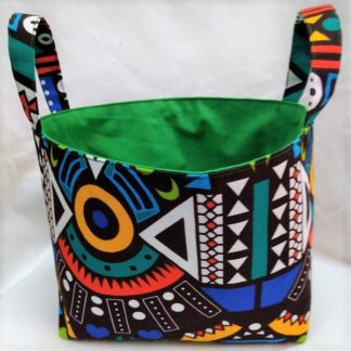 <span style="color: #ff6347; font-style: bold;">【売切】</span><br>082_アフリカ布で作った小物入れ(大)<br>ブルー&イエロー