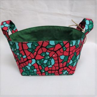 <span style="color: #ff6347; font-style: bold;">【売切】</span><br>088<br>アフリカ布で作った小物入れ(小)<br>レッド&グリーン