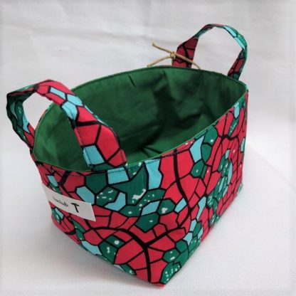 <span style="color: #ff6347; font-style: bold;">【売切】</span><br>088<br>アフリカ布で作った小物入れ（小）<br>レッド＆グリーン - 画像 (2)