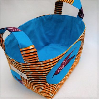 <span style="color: #ff6347; font-style: bold;">【売切】</span><br>091<br>アフリカ布で作った小物入れ（小）<br>ブルーバード - 画像 (2)