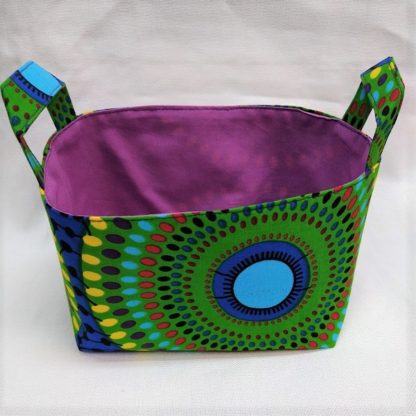 <span style="color: #ff6347; font-style: bold;">【売切】</span><br>087<br>アフリカ布で作った小物入れ（小）<br>グリーンサークル