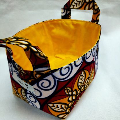 <span style="color: #ff6347; font-style: bold;">【売切】</span><br>084<br>アフリカ布で作った小物入れ（小）<br>イエローフラワー - 画像 (2)