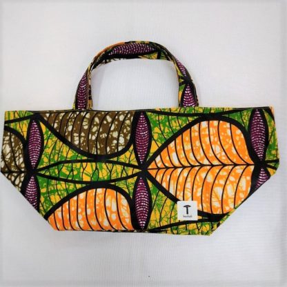 <span style="color: #ff6347; font-style: bold;">【売切】</span><br>089<br>アフリカ布の<br>エコバッグ<br>オレンジ