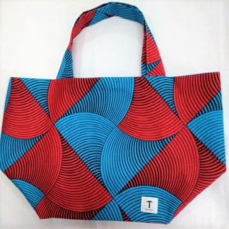 <span style="color: #ff6347; font-style: bold;">【売切】</span><br>088<br>アフリカ布の<br>エコバッグ（大） <br>レッド＆ブルー