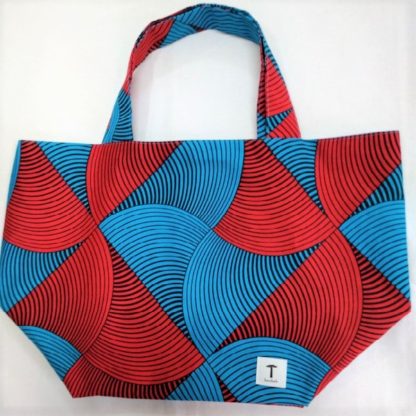 <span style="color: #ff6347; font-style: bold;">【売切】</span><br>088<br>アフリカ布の<br>エコバッグ（大） <br>レッド＆ブルー