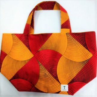 <span style="color: #ff6347; font-style: bold;">【売切】</span><br>087<br>アフリカ布の<br>エコバッグ（大） <br>レッド＆オレンジ