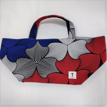 <span style="color: #ff6347; font-style: bold;">【売切】</span><br>082<br>アフリカ布の<br>エコバッグ<br>レッド＆ブルー