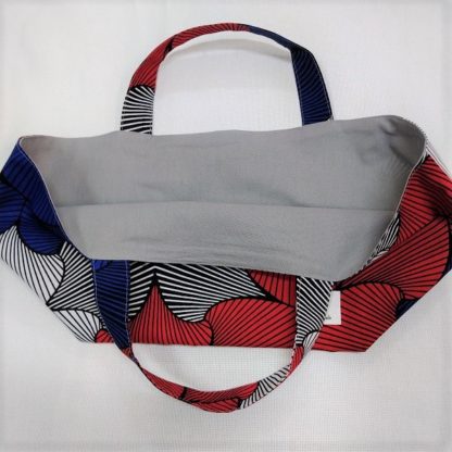 <span style="color: #ff6347; font-style: bold;">【売切】</span><br>082<br>アフリカ布の<br>エコバッグ<br>レッド＆ブルー - 画像 (2)