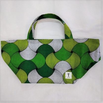<span style="color: #ff6347; font-style: bold;">【売切】</span><br>080<br>アフリカ布の<br>エコバッグ<br>グリーン＆ホワイト