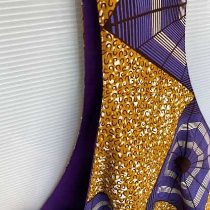 <span style="color: #ff6347; font-style: bold;">【売切】</span><br>097<br>アフリカ布の<br>斜めがけバッグ<br>イエロー＆パープルネット - 画像 (3)