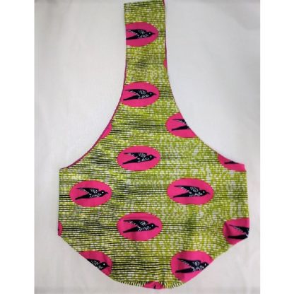 <span style="color: #ff6347; font-style: bold;">【売切】</span><br>090<br>アフリカ布の<br>肩がけバッグ<br>（ロング）<br>ピンクバード