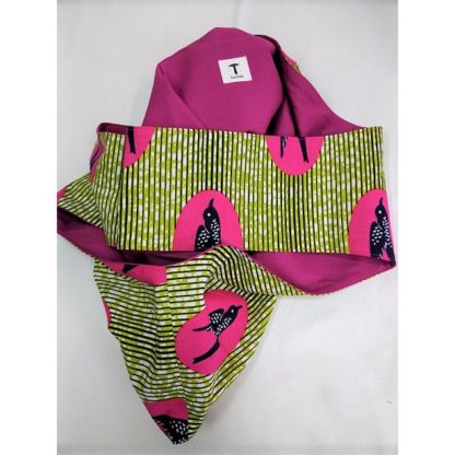 <span style="color: #ff6347; font-style: bold;">【売切】</span><br>090<br>アフリカ布の<br>肩がけバッグ<br>（ロング）<br>ピンクバード - 画像 (2)