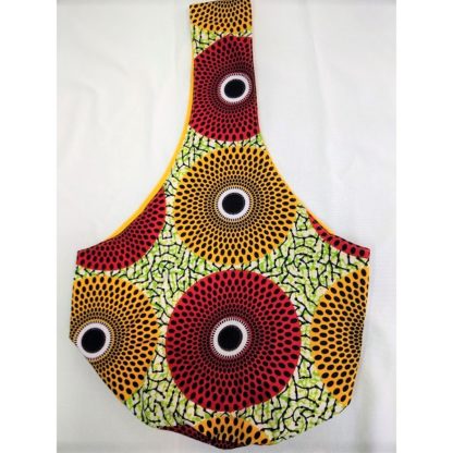 <span style="color: #ff6347; font-style: bold;">【売切】</span><br>086<br>アフリカ布の<br>肩がけバッグ<br>(ロング)<br>レッド&イエローサークル