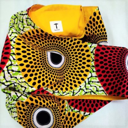 <span style="color: #ff6347; font-style: bold;">【売切】</span><br>086<br>アフリカ布の<br>肩がけバッグ<br>(ロング)<br>レッド&イエローサークル - 画像 (2)