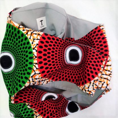 <span style="color: #ff6347; font-style: bold;">【売切】</span><br>085<br>アフリカ布の<br>斜めがけバッグ<br>レッド＆グリーンサークル - 画像 (2)