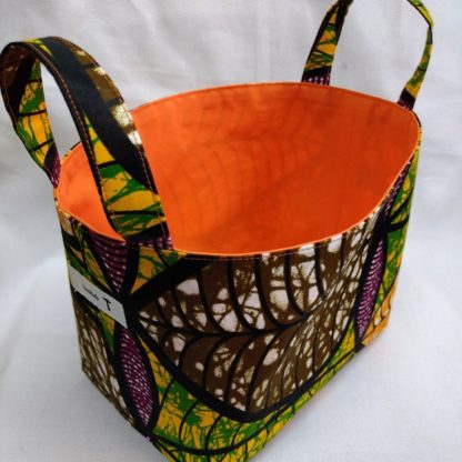 <span style="color: #ff6347; font-style: bold;">【売切】</span><br>081<br>アフリカ布で作った小物入れ（大）<br>オレンジ＆ブラウン - 画像 (2)