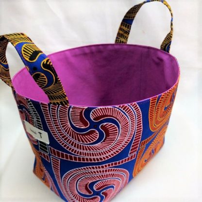 <span style="color: #ff6347; font-style: bold;">【売切】</span><br>080<br>アフリカ布で作った小物入れ（大）<br>ブルー＆パープル - 画像 (2)